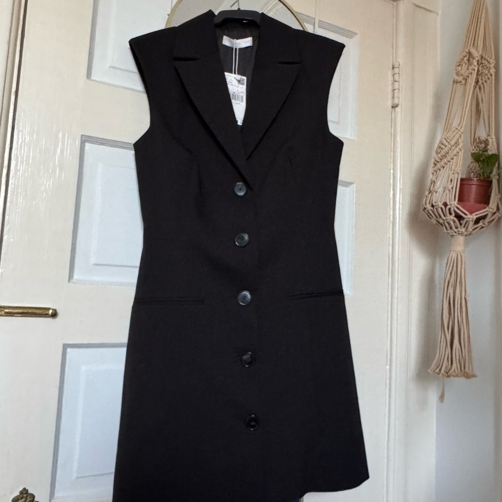 Mango Black Button-Down Mini Dress
